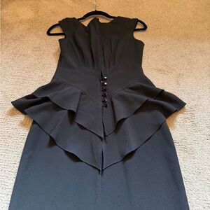 Vintage Black Peplum Dress with Back Cutout no tags